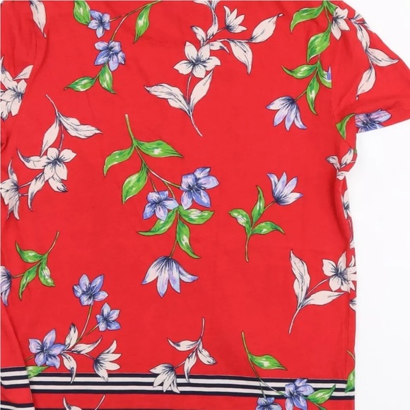 Lauren Ralph Lauren Women’s Red Floral Cotton Basic T-Shirt Crew Neck Sz Large - Picture 5 of 9